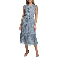 Paisley Colombier Crinkle Chiffon Maxi Dress