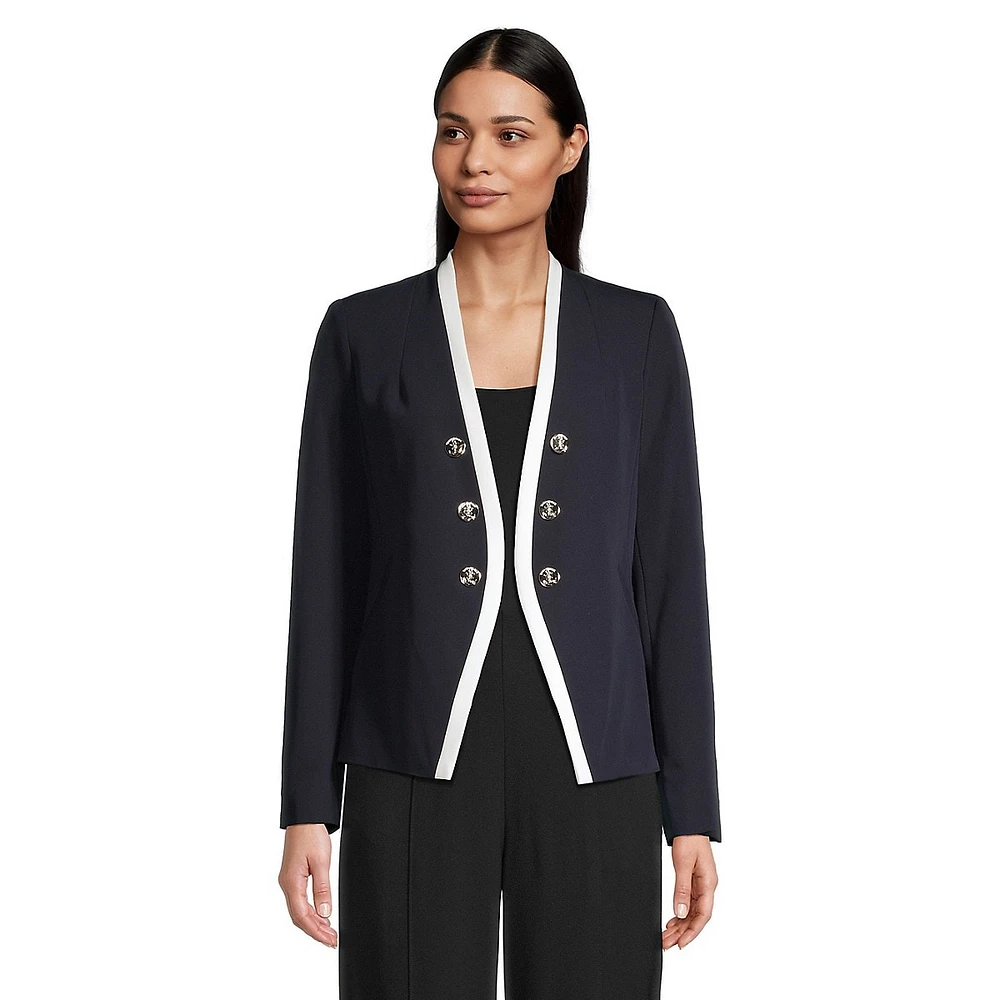 Two-Tone Open-Front Blazer