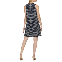 Sleeveless Corded Stripe Mini Trapeze Dress