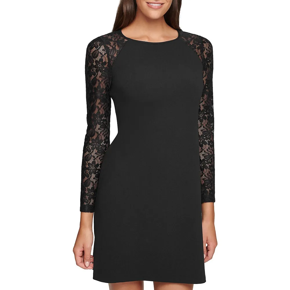 Lace-Sleeve Dress