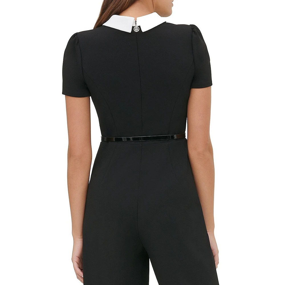 Belted Scuba Crepe Jumpsuit