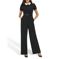 Belted Scuba Crepe Jumpsuit