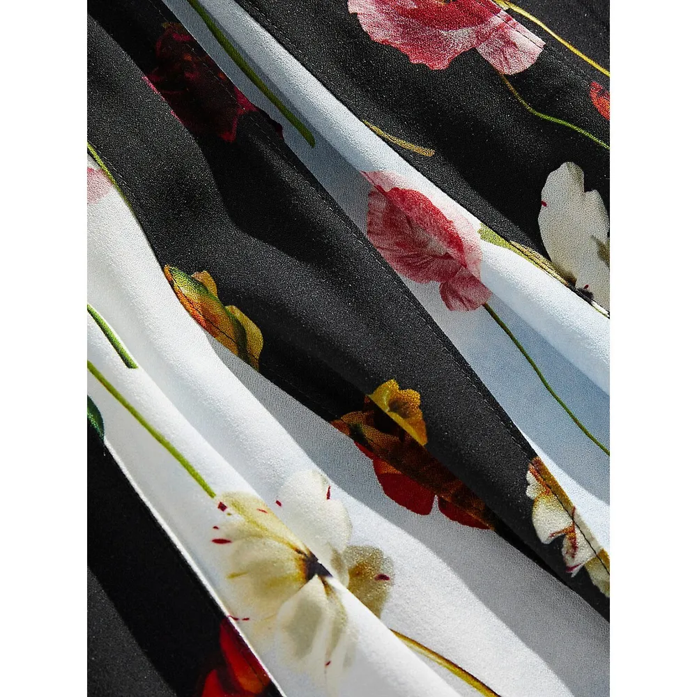 Pleated Floral Sleeveless Midi Dress