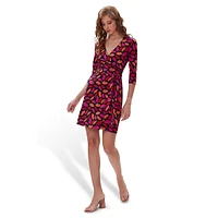 Julian 2 Printed Silk Jersey Mini Wrap Dress