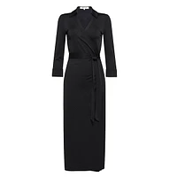 Abigail Three-Quarter-Sleeve Midi Wrap Dress