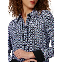 Tamina Printed Satin Mini Shirt Dress