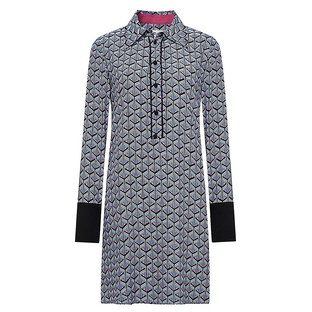 Tamina Printed Satin Mini Shirt Dress