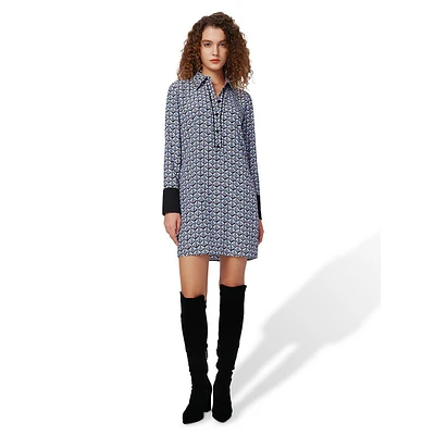 Tamina Printed Satin Mini Shirt Dress