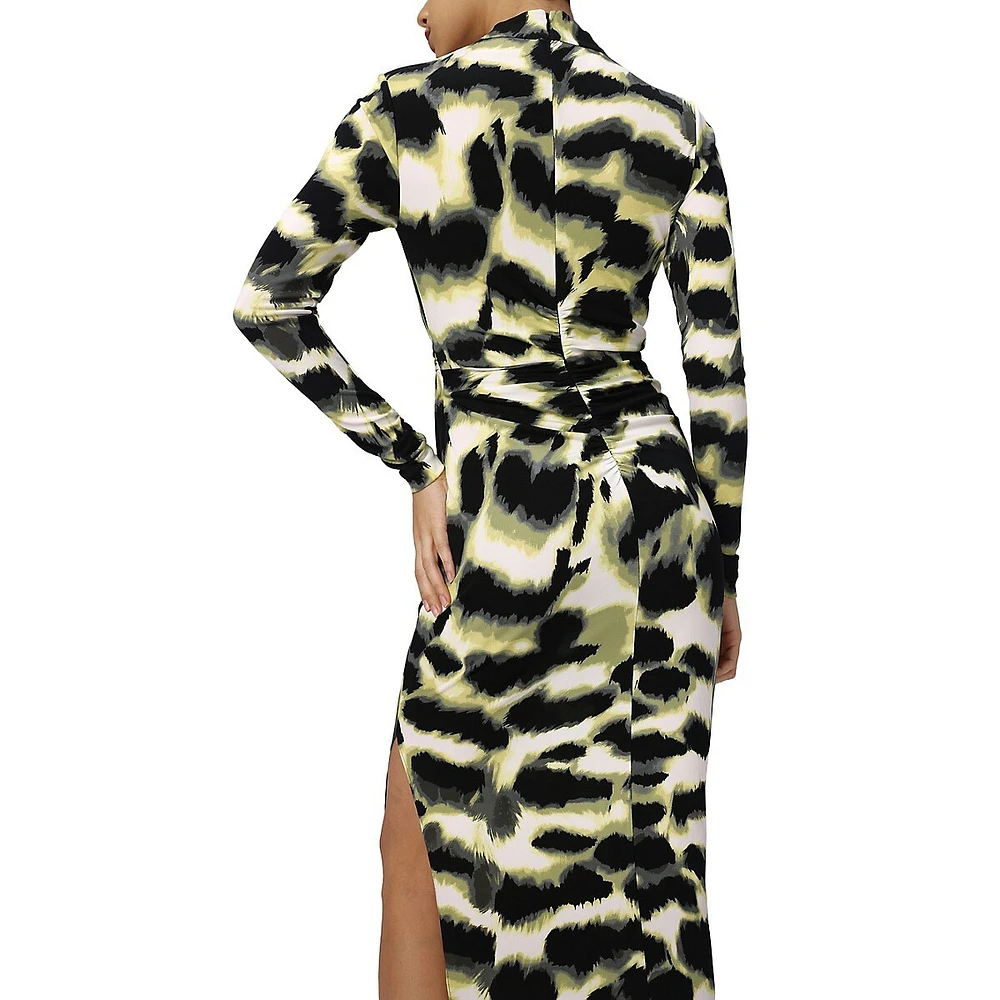 Sonja Printed Highneck Midi Bodycon Dress