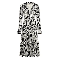 Ryan Printed Collared V-Neck Midi Dress