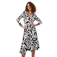 Ryan Printed Collared V-Neck Midi Dress