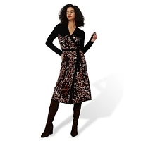 Savannah Animal-Print Knit Midi Wrap Dress