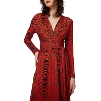 Dorothee Printed V-Neck Gathered-Waist Midi Dress