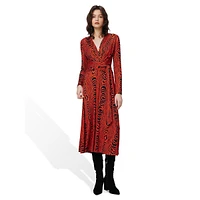 Dorothee Printed V-Neck Gathered-Waist Midi Dress