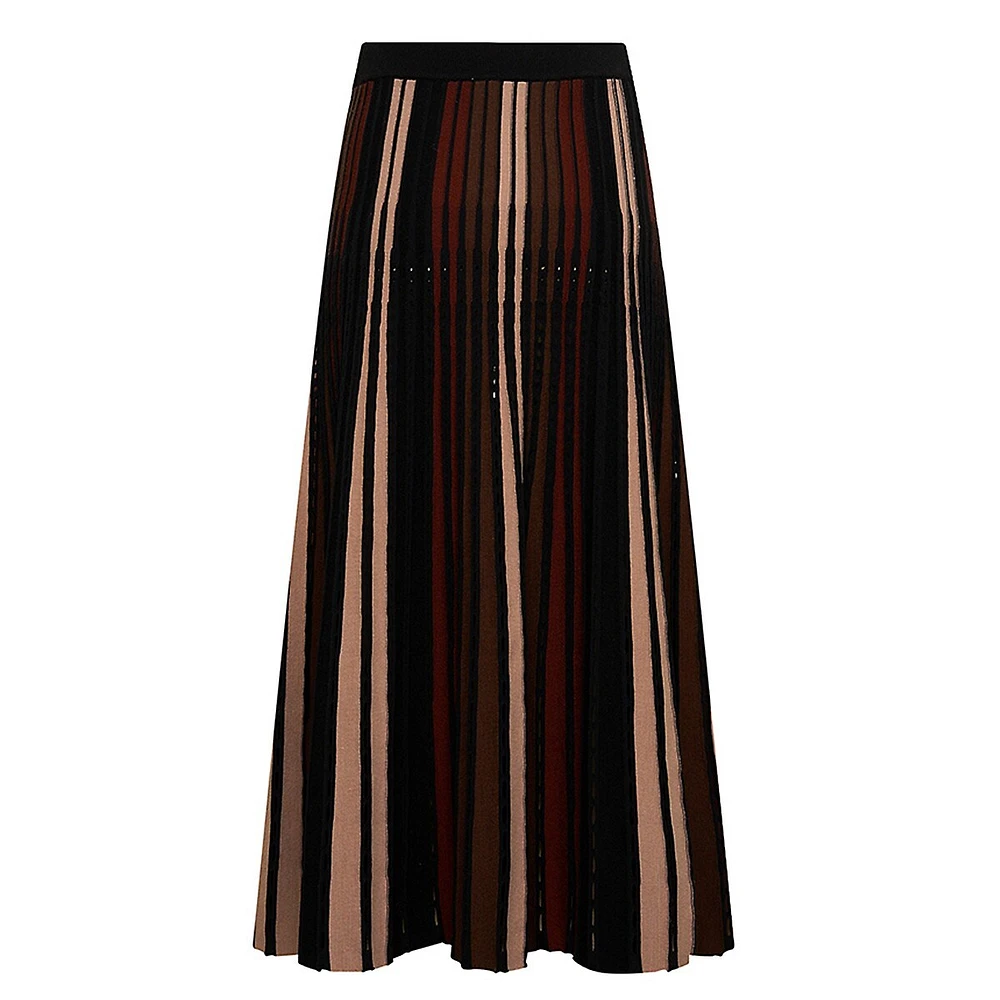 Tribeca Pleated Knit Midi Skirt