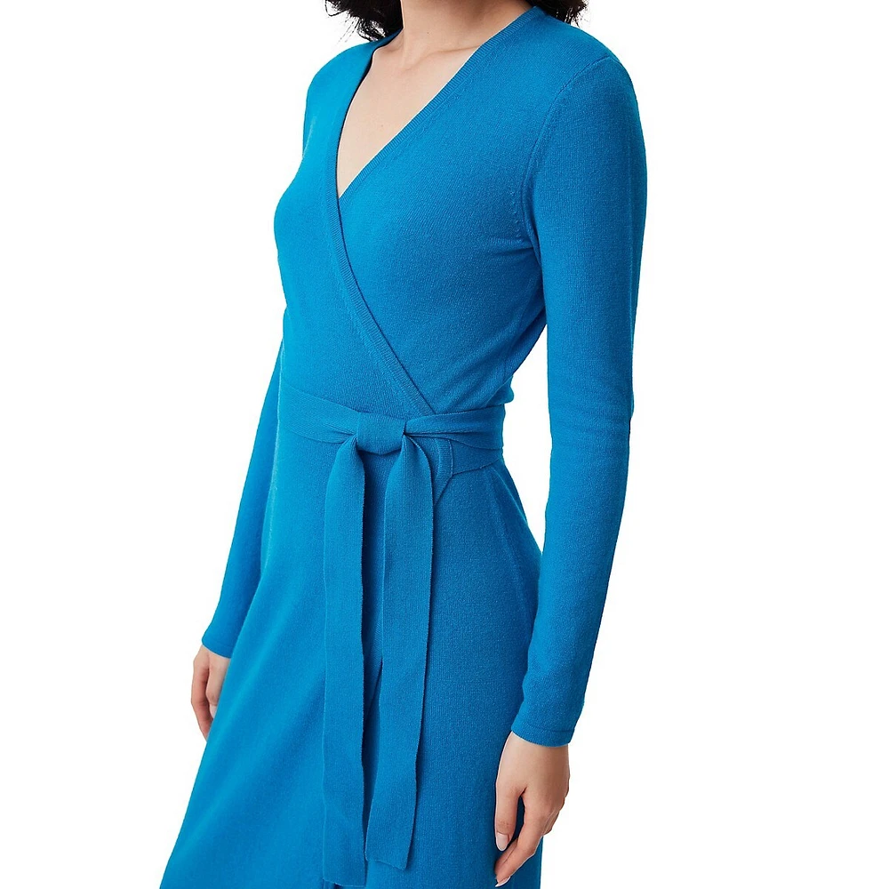 Astrid Wool & Cashmere Knit Midi Wrap Dress