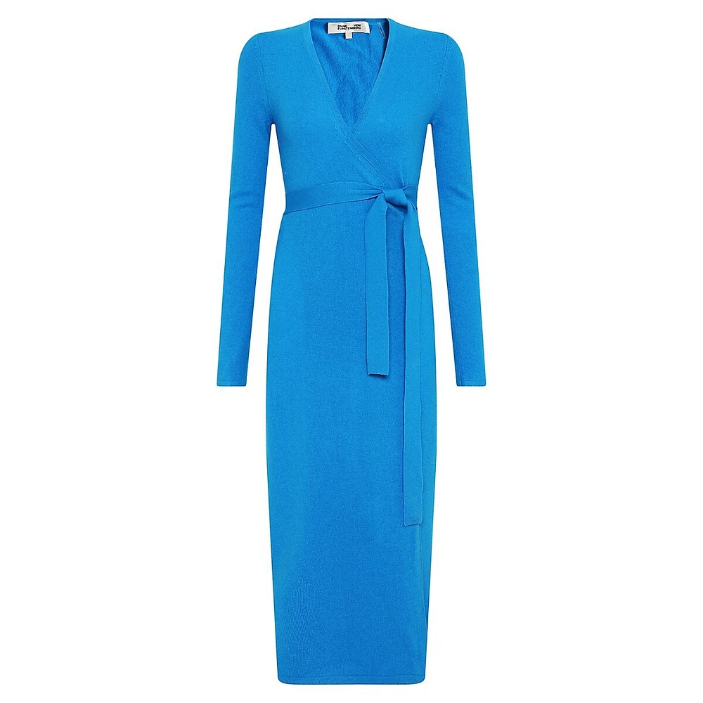 Astrid Wool & Cashmere Knit Midi Wrap Dress