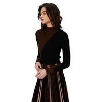 Marisol Two-Tone Wool-Blend Turtleneck Sweater