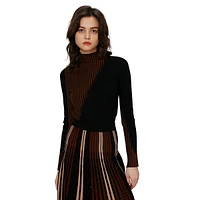 Marisol Two-Tone Wool-Blend Turtleneck Sweater