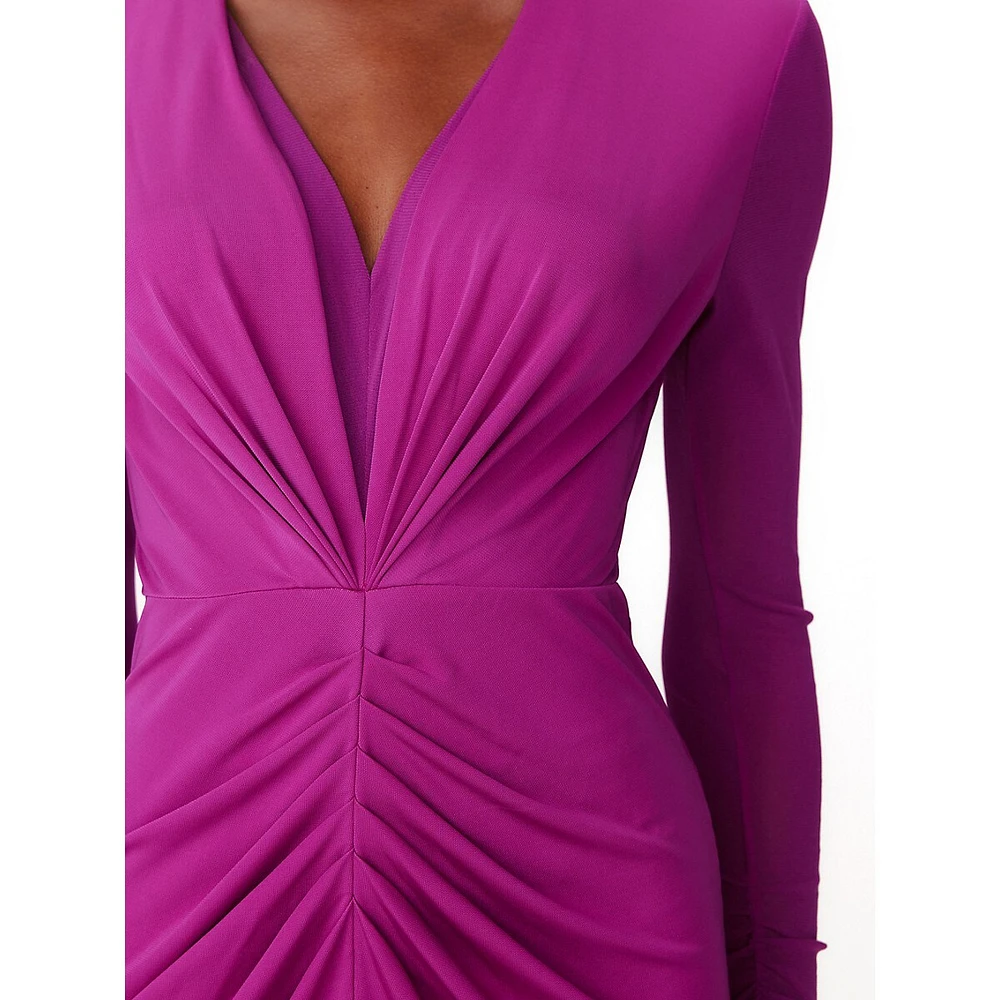 Hades V-Neck Ruched Midi Sheath Dress