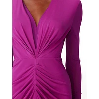 Hades V-Neck Ruched Midi Sheath Dress