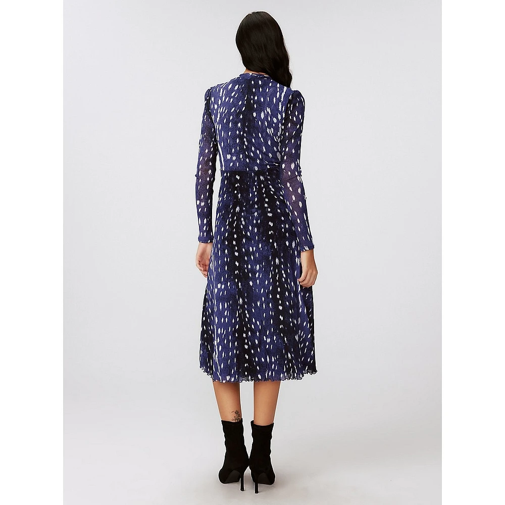 Burton Fawn-Print Mesh Midi Dress