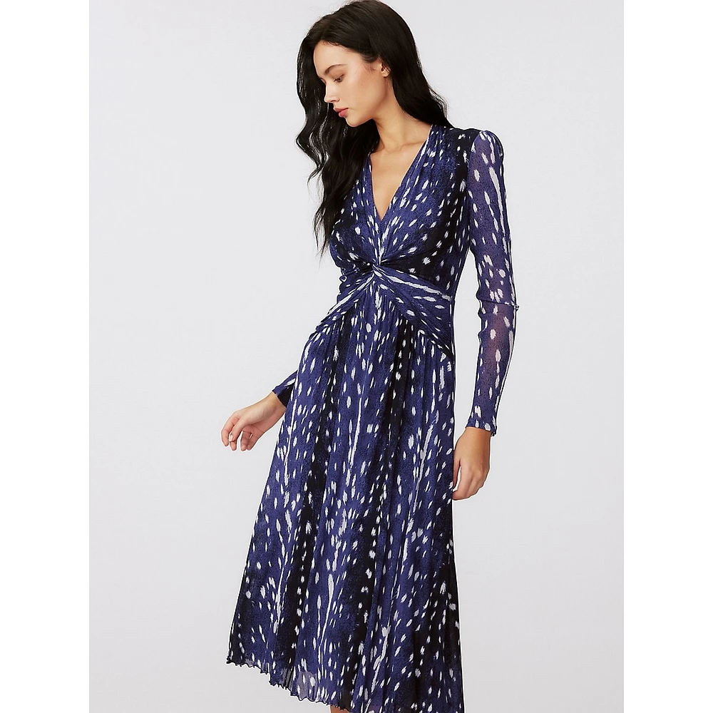 Burton Fawn-Print Mesh Midi Dress