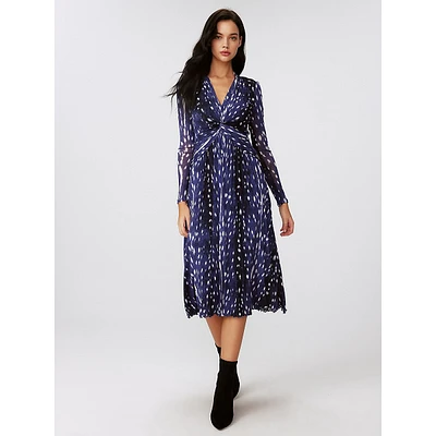 Burton Fawn-Print Mesh Midi Dress