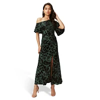 Eleora One-Shoulder Vine-Print Midi Dress