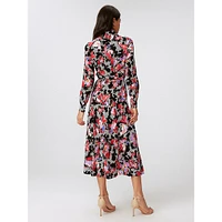 Tori Floral Crepe Midi Shirt Dress