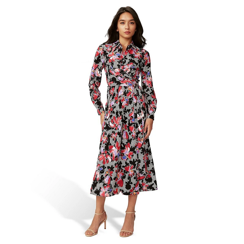 Tori Floral Crepe Midi Shirtdress