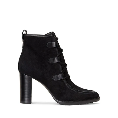 Mabel Leather-Trim Suede Booties