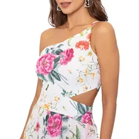 Floral Cutout One-Shoulder Maxi Dress