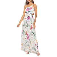 Floral Cutout One-Shoulder Maxi Dress
