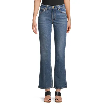 Peyton Raw-Cuff Ankle Flare Jeans