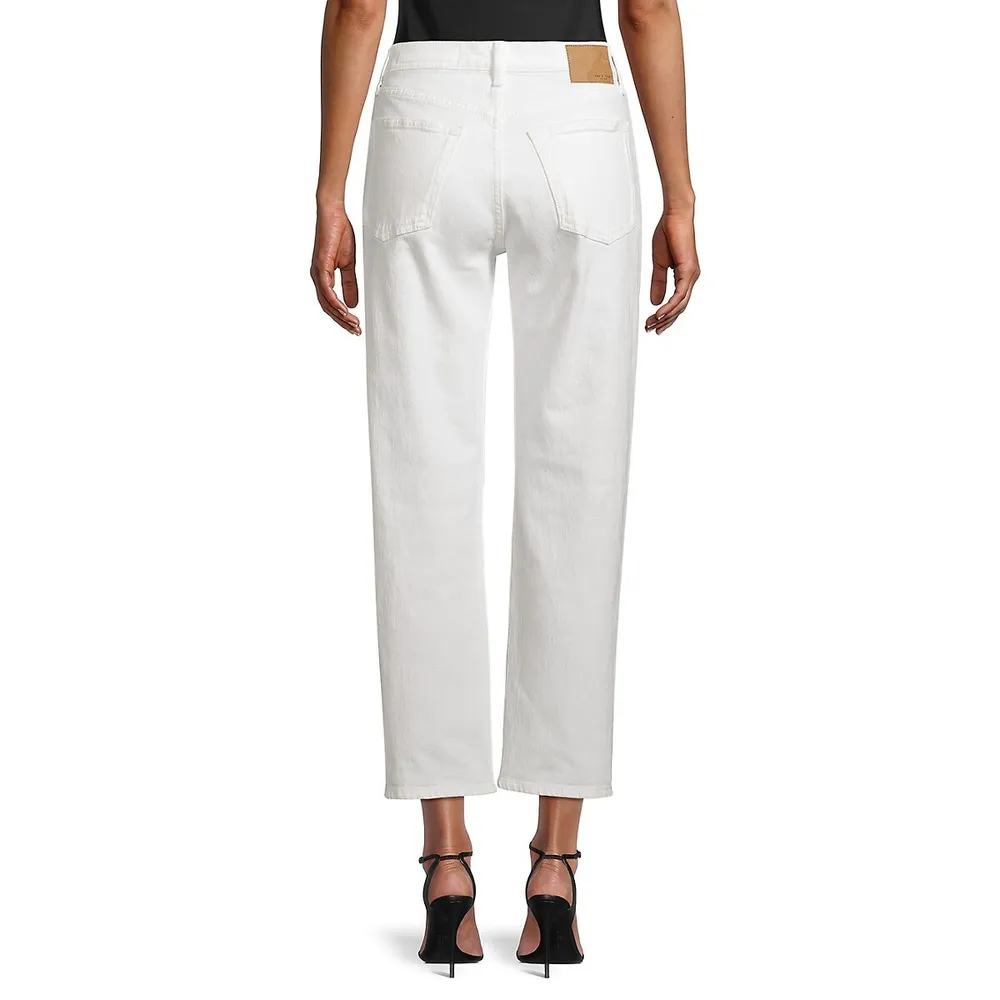 High Waist Relaxed Jeans - White