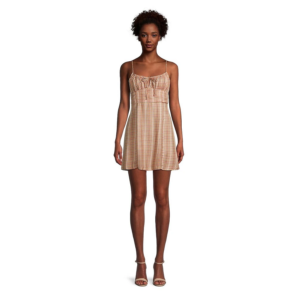 Kamaryn Bodice-Tie Check Dress