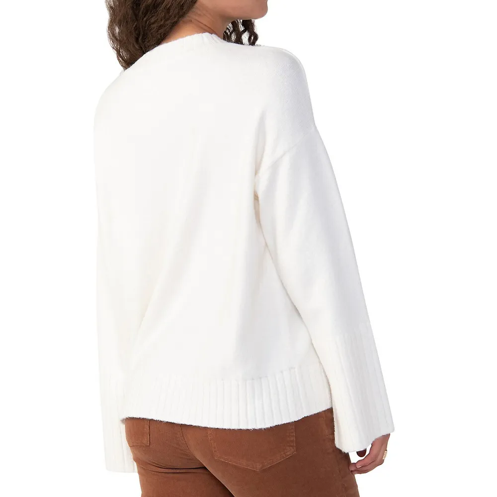 On Arrival Button-Shoulder Sweater