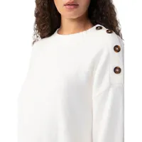 On Arrival Button-Shoulder Sweater