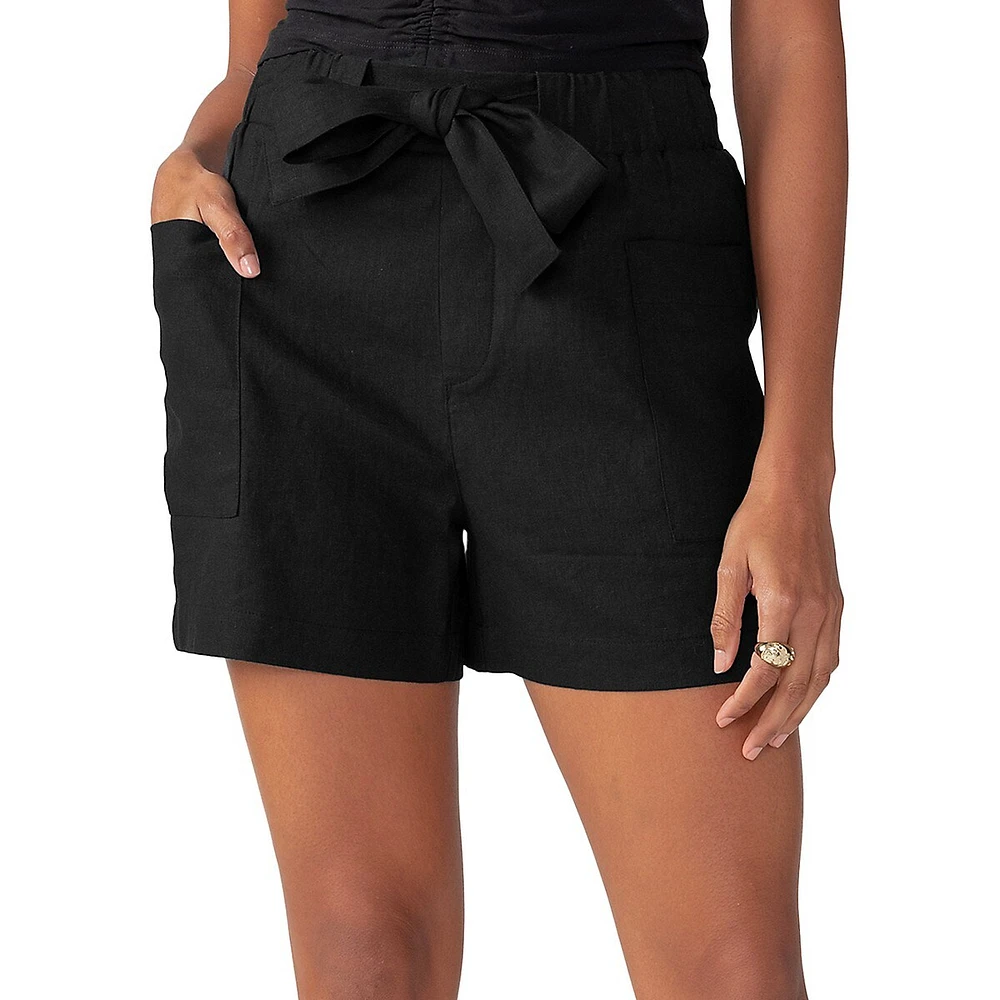 Malibu Bow-Waist Linen-Blend Shorts