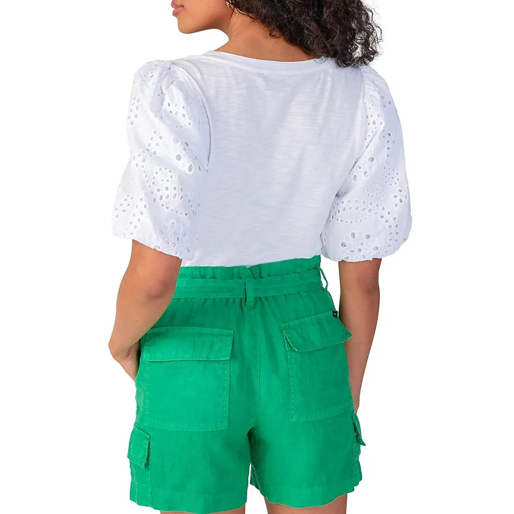 Willow Eyelet Puff-Sleeve T-Shirt