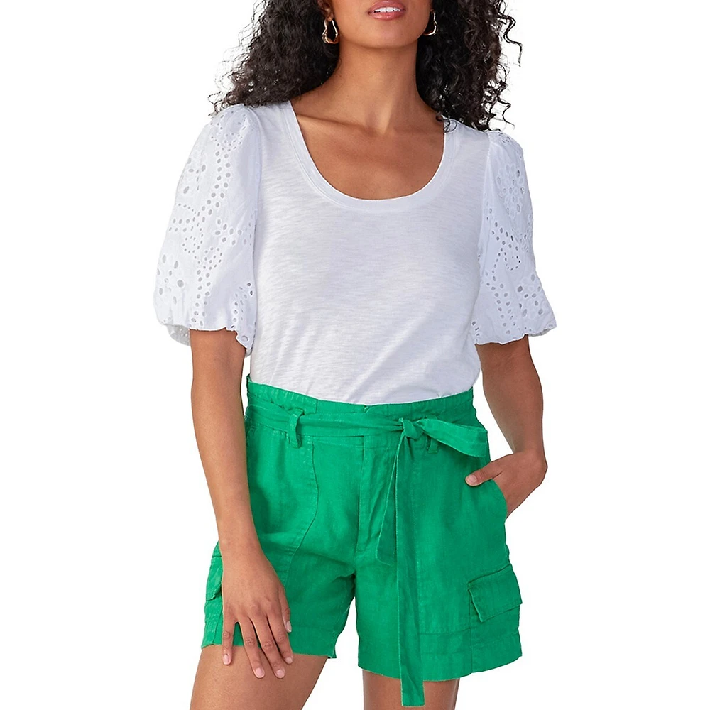 Willow Eyelet Puff-Sleeve T-Shirt