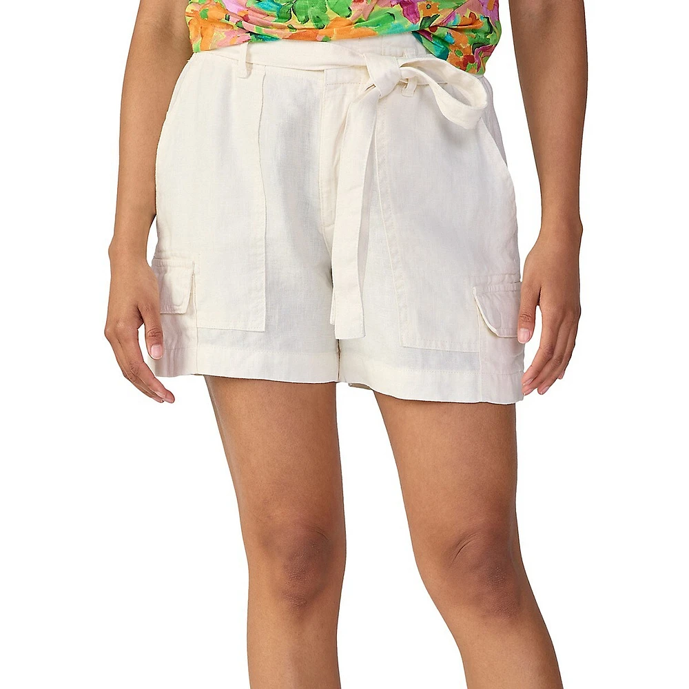 All Day Belted Linen Cargo Shorts