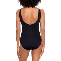 Beach Club Solids Ruffle Surplice-Neck Tummy-Control One-Piece Swimsuit