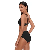 Beach Club Solids High-Waist Ruched Bikini Bottoms