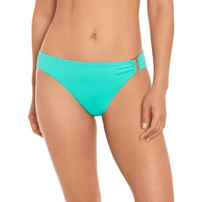 Beach Club Solids Ring-Detail Hipster Bikini Bottoms