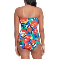 Bold Abstract Floral Twist Bandini Swim Top