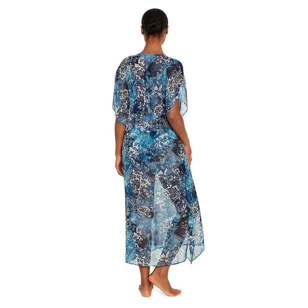 Printed Chiffon Long Tunic Coverup