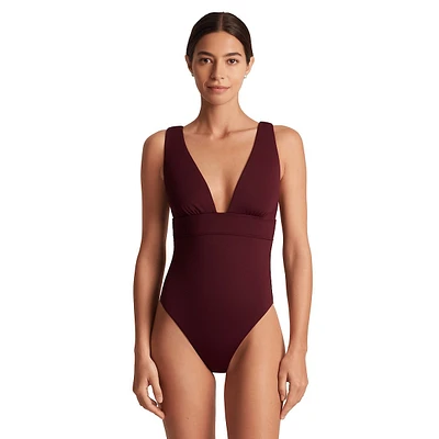 Maillot de bain une pièce moderne à col en V