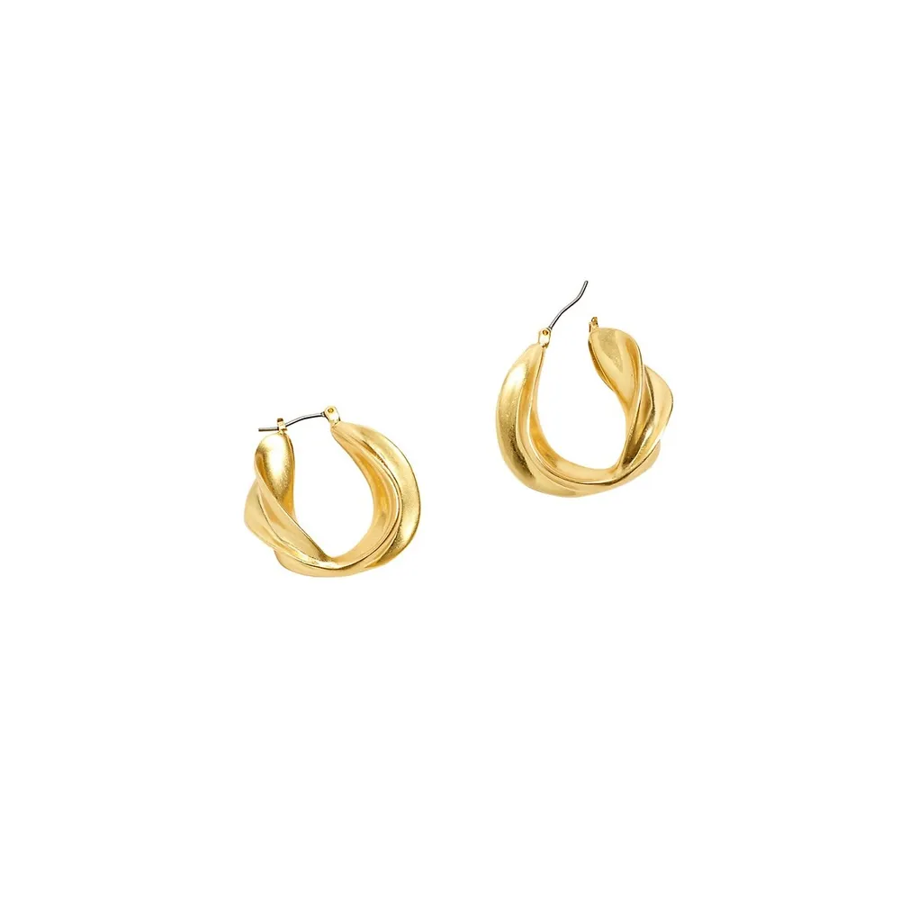 Goldplated Sculptural Medium Hoop Earrings